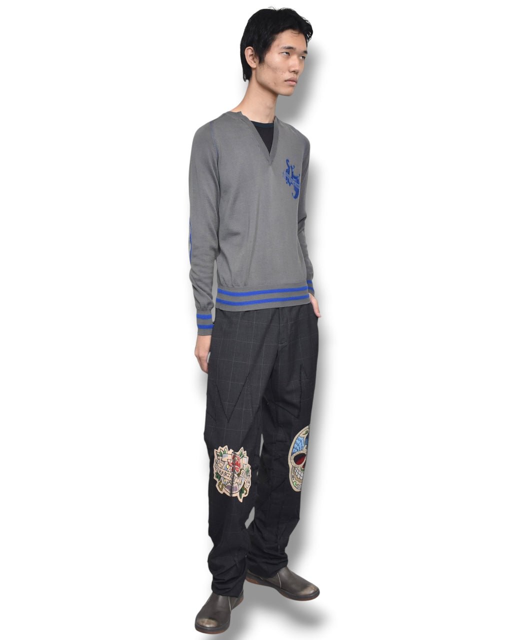 VERSACE JEANS elbow patch knit top