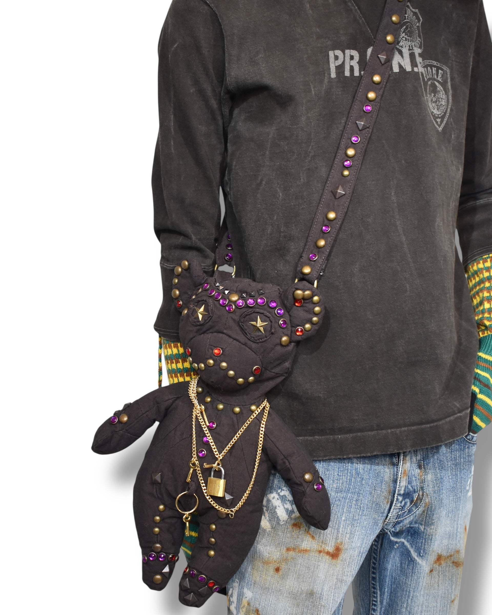 DOLCE& GABBANA studded teddy bear shoulder bag