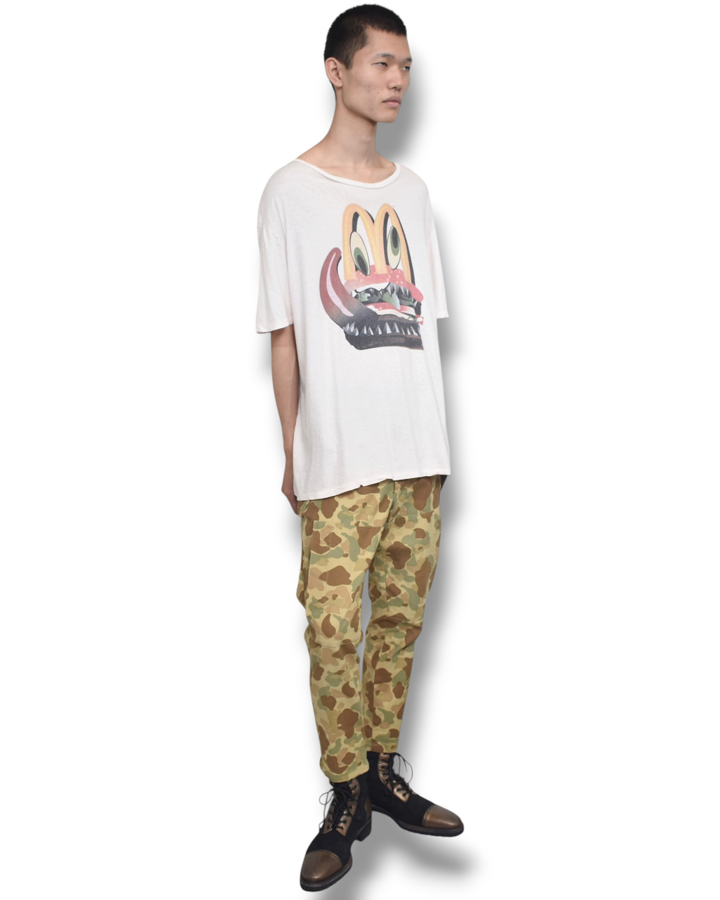 GRIFFIN arch-back denim pants