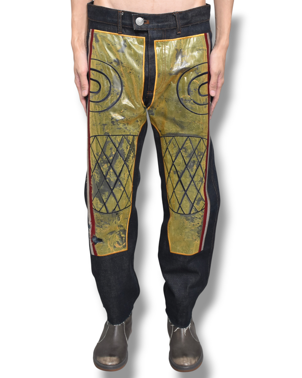 JEAN PAUL GAULTIER pvc docking denim pants