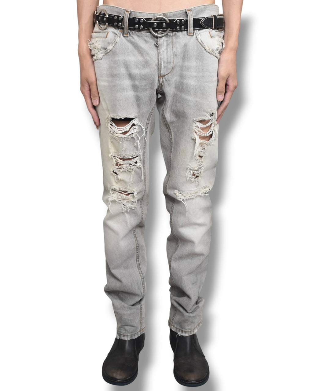 DOLCE&GABBANA damaged denim pants