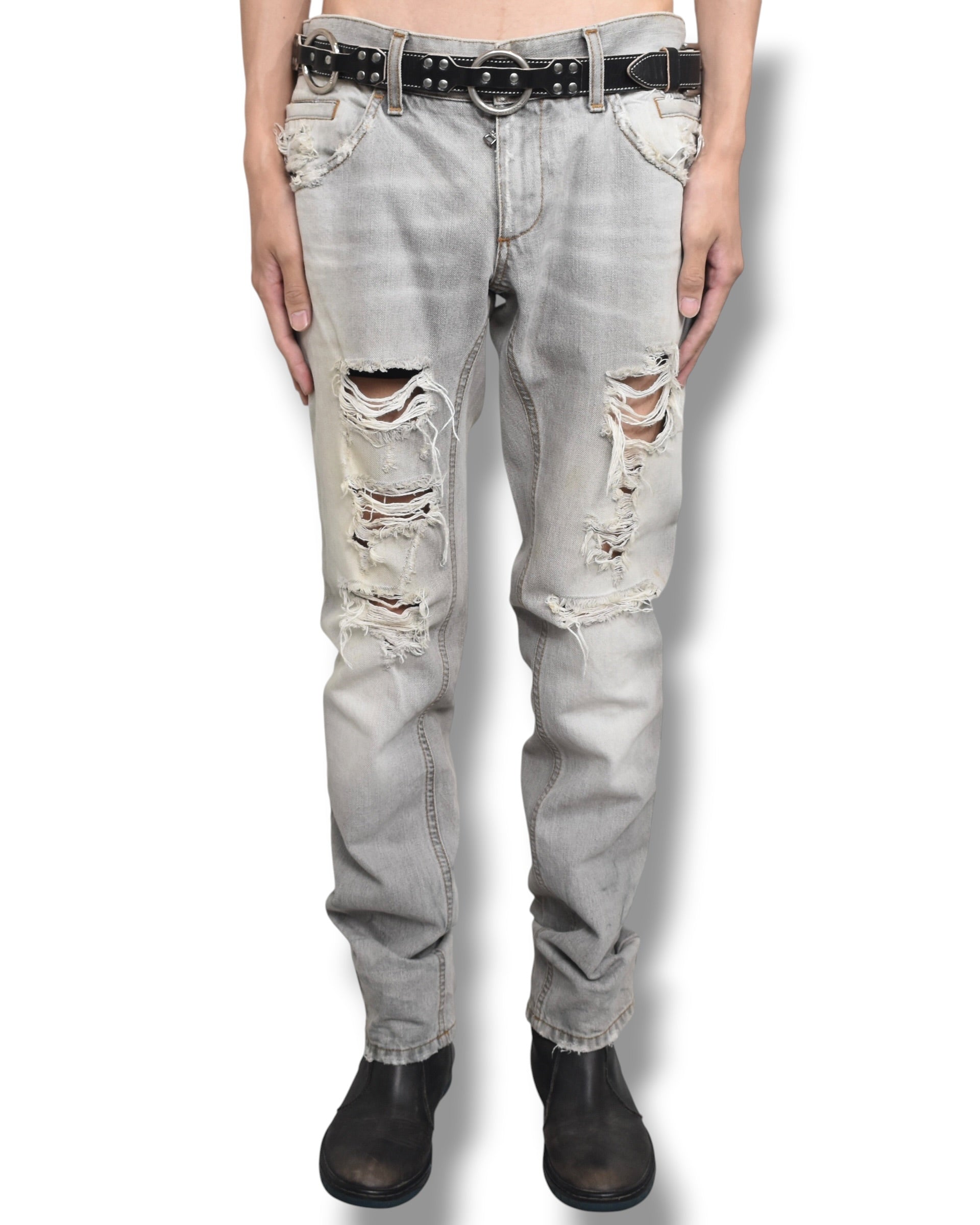 DOLCE&GABBANA damaged denim pants
