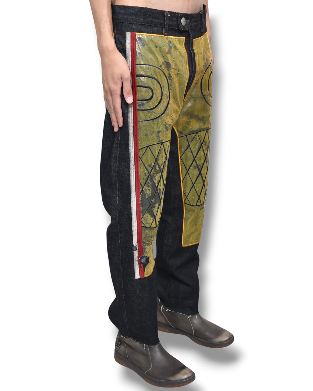 JEAN PAUL GAULTIER pvc docking denim pants