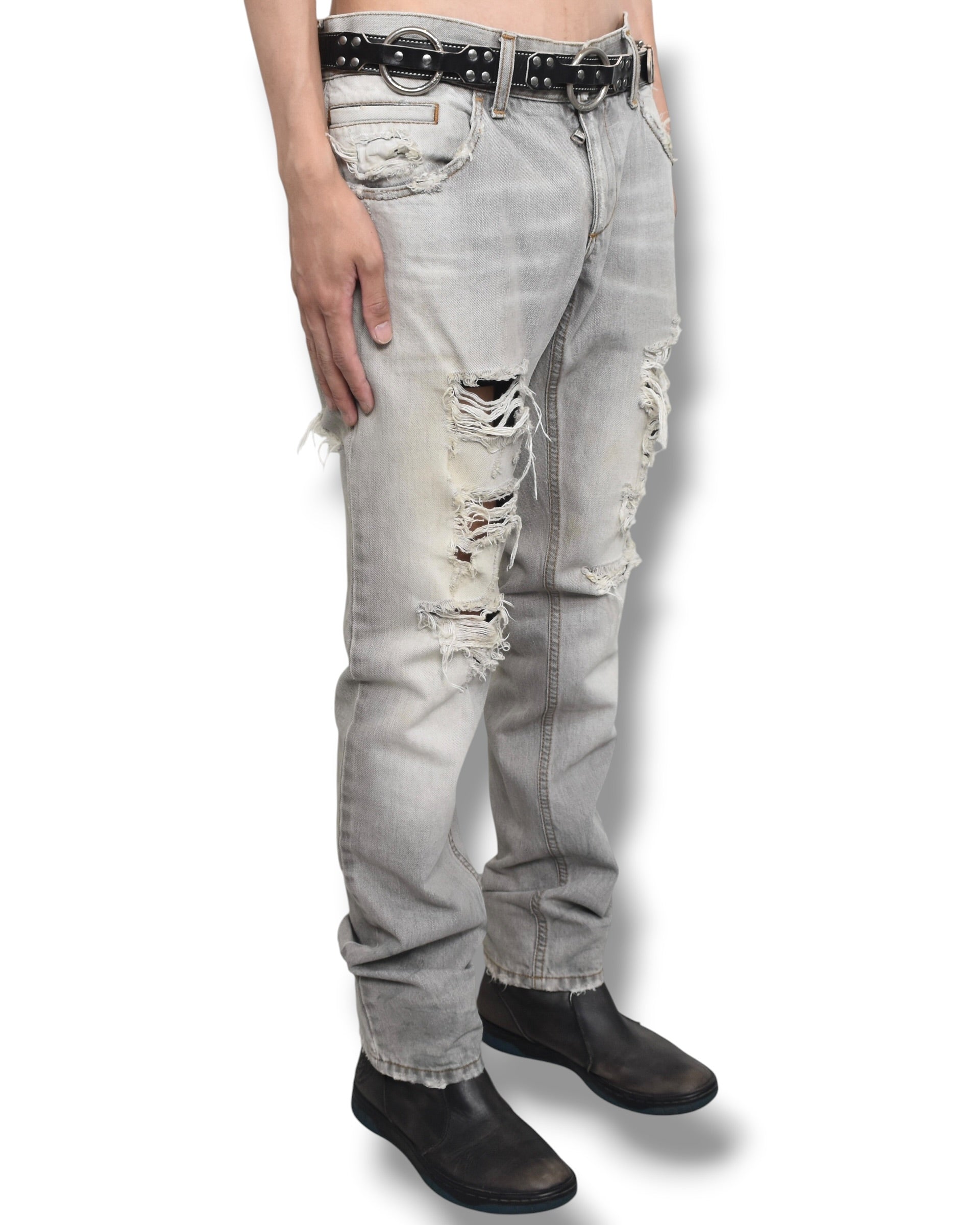 DOLCE&GABBANA damaged denim pants