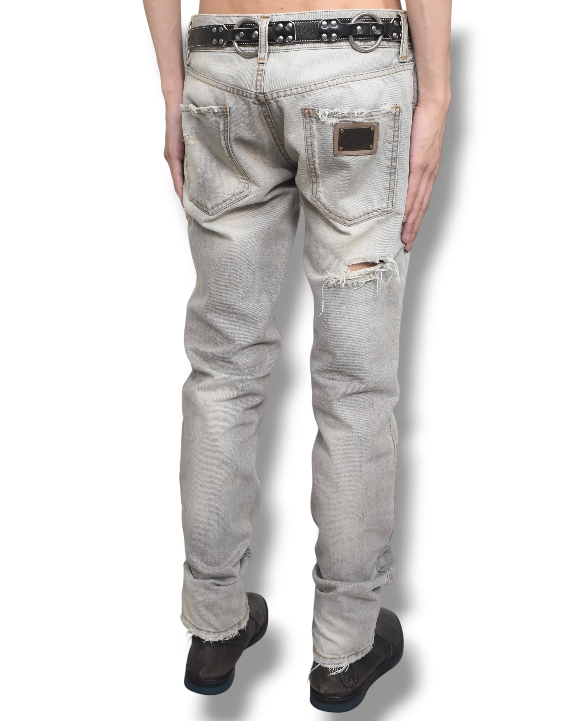 DOLCE&GABBANA damaged denim pants