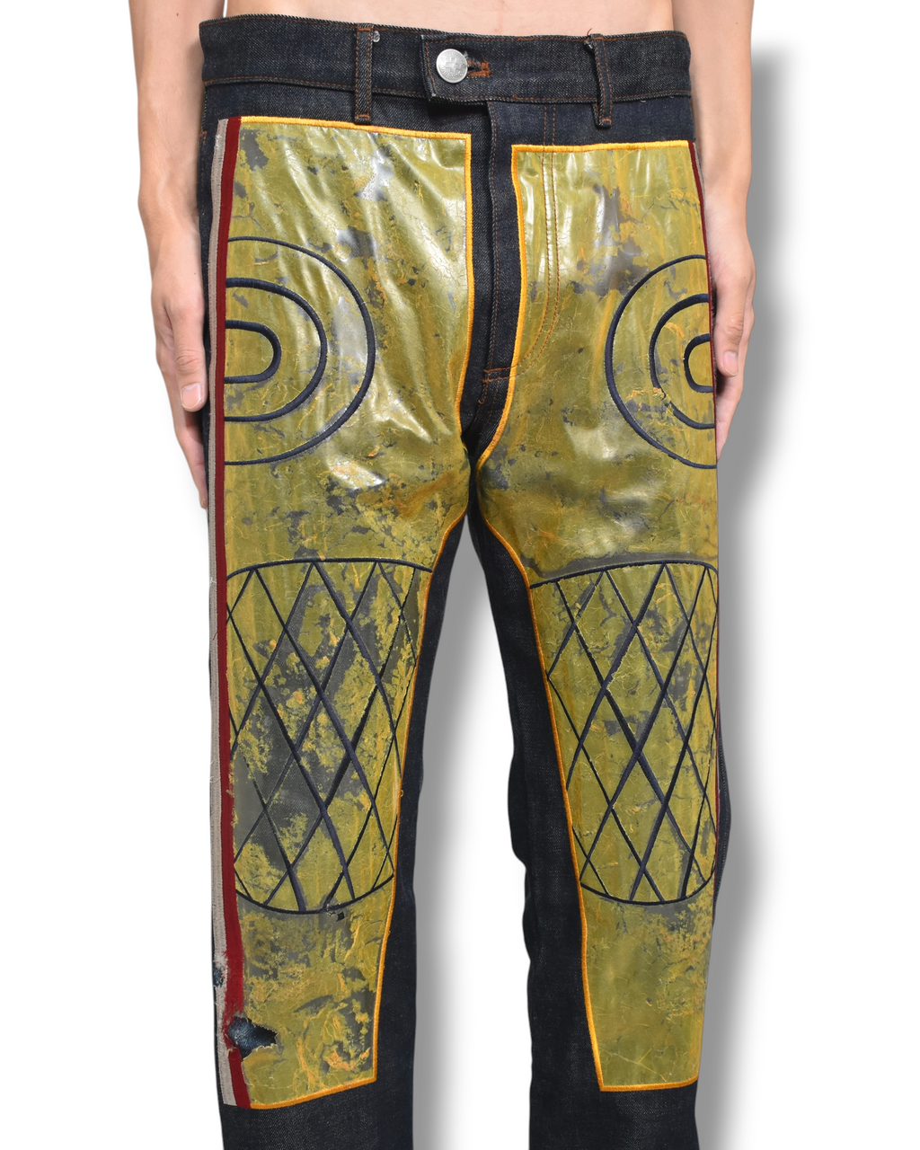 JEAN PAUL GAULTIER pvc docking denim pants
