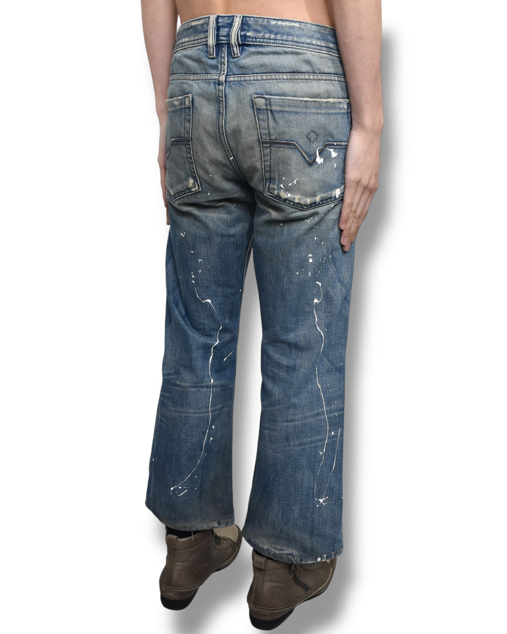 DIESEL damaged straight denim pants