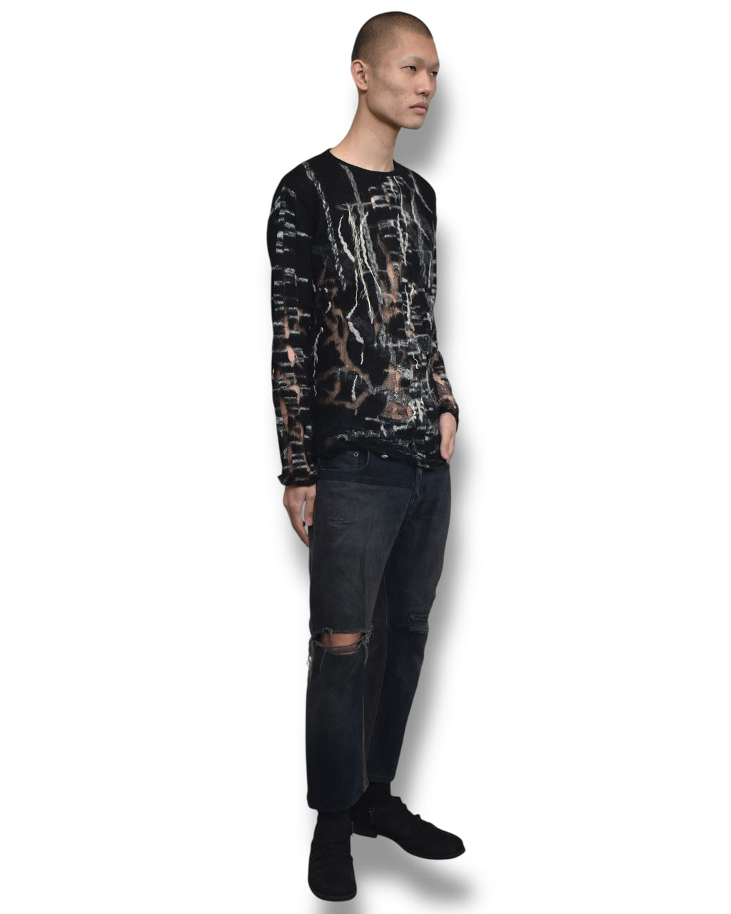 YOSHIYUKI KONISHI crashed mohair knit top