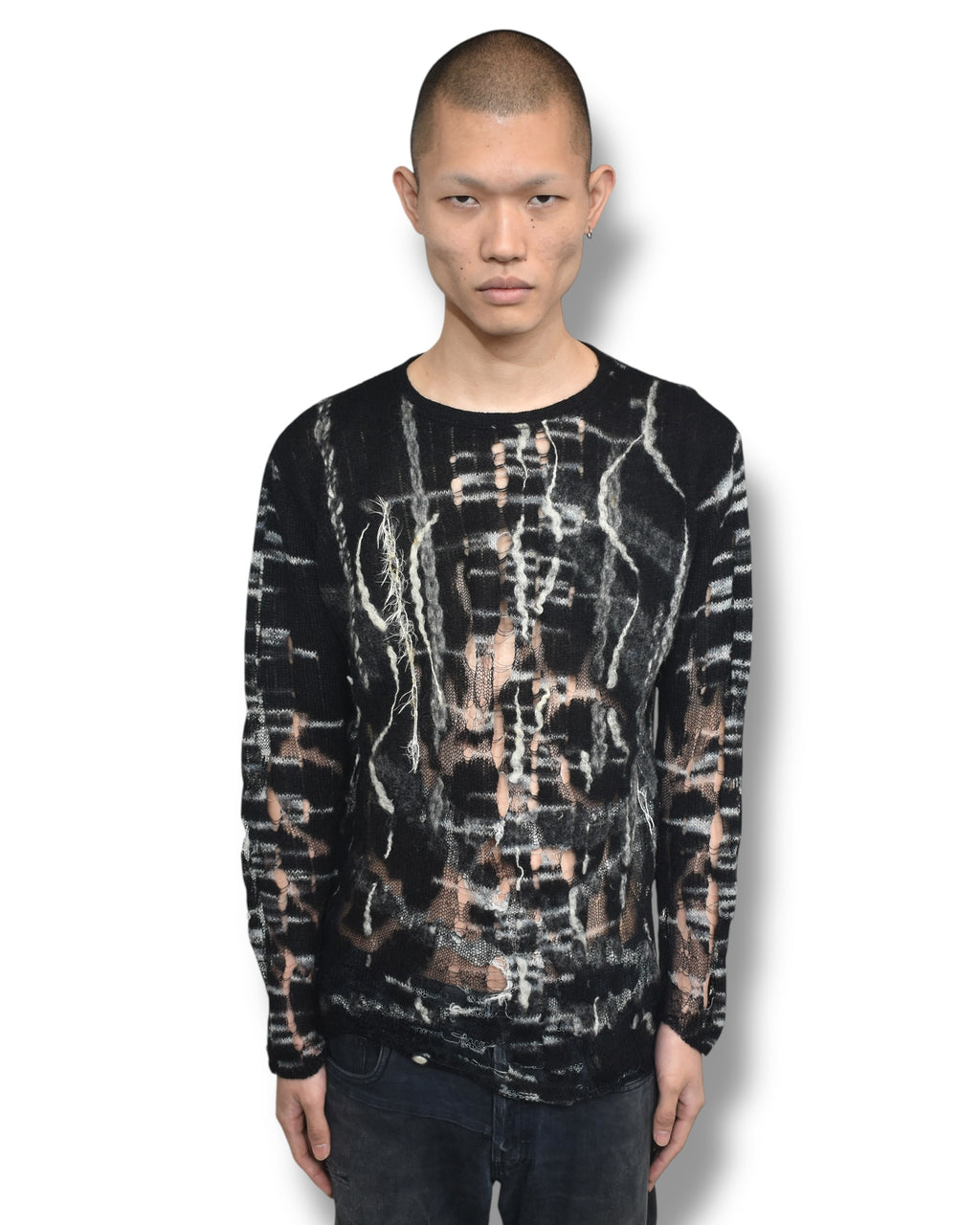 YOSHIYUKI KONISHI crashed mohair knit top