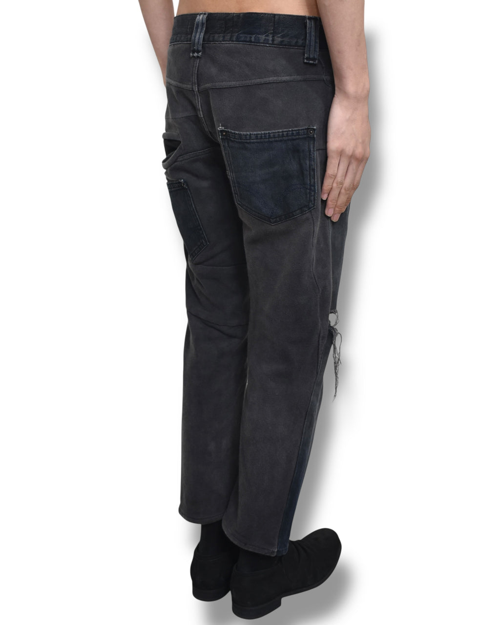 VINTI ANDREWS sweat switching damage denim pants