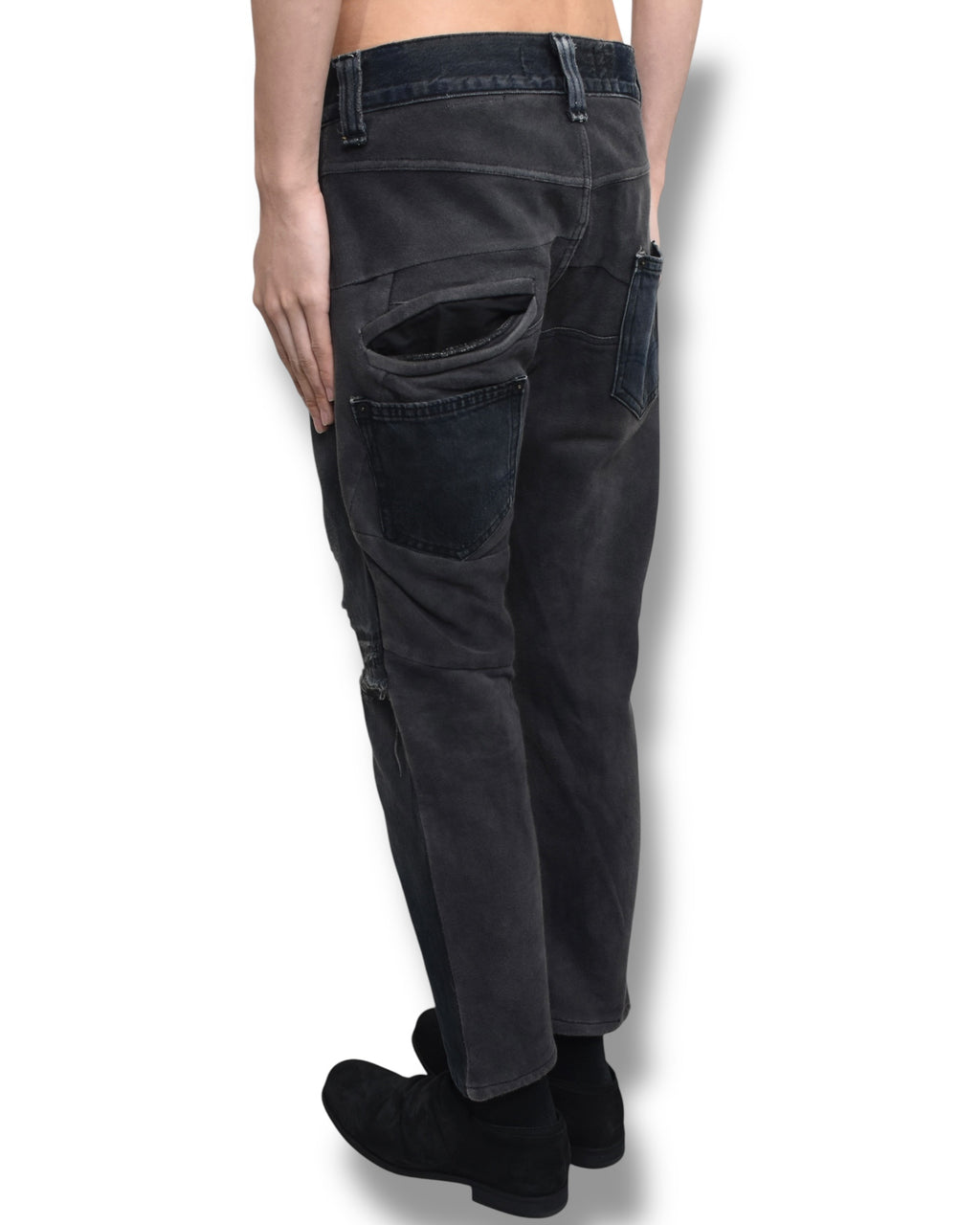 VINTI ANDREWS sweat switching damage denim pants