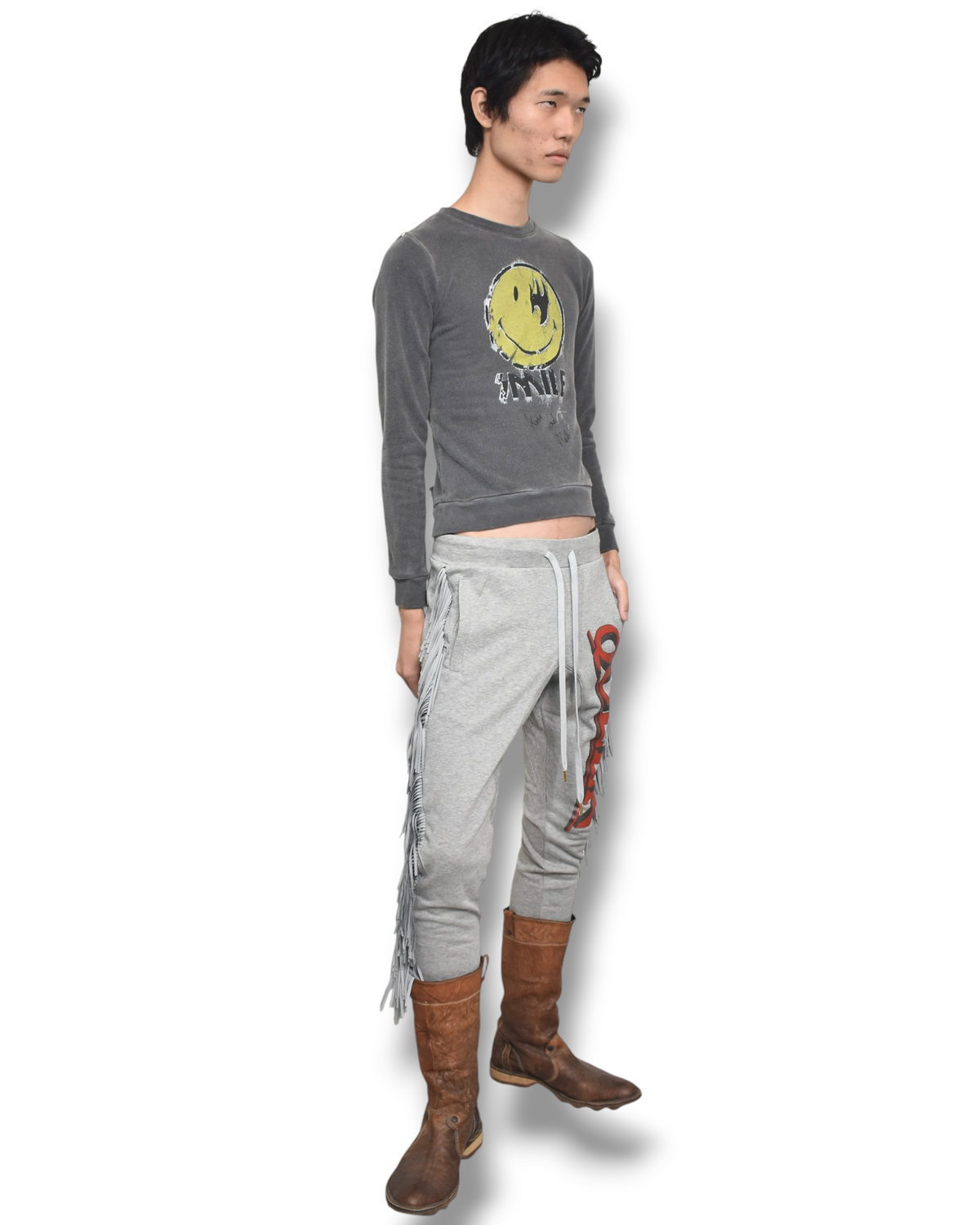 RELIGION back-twisted smile sweat top
