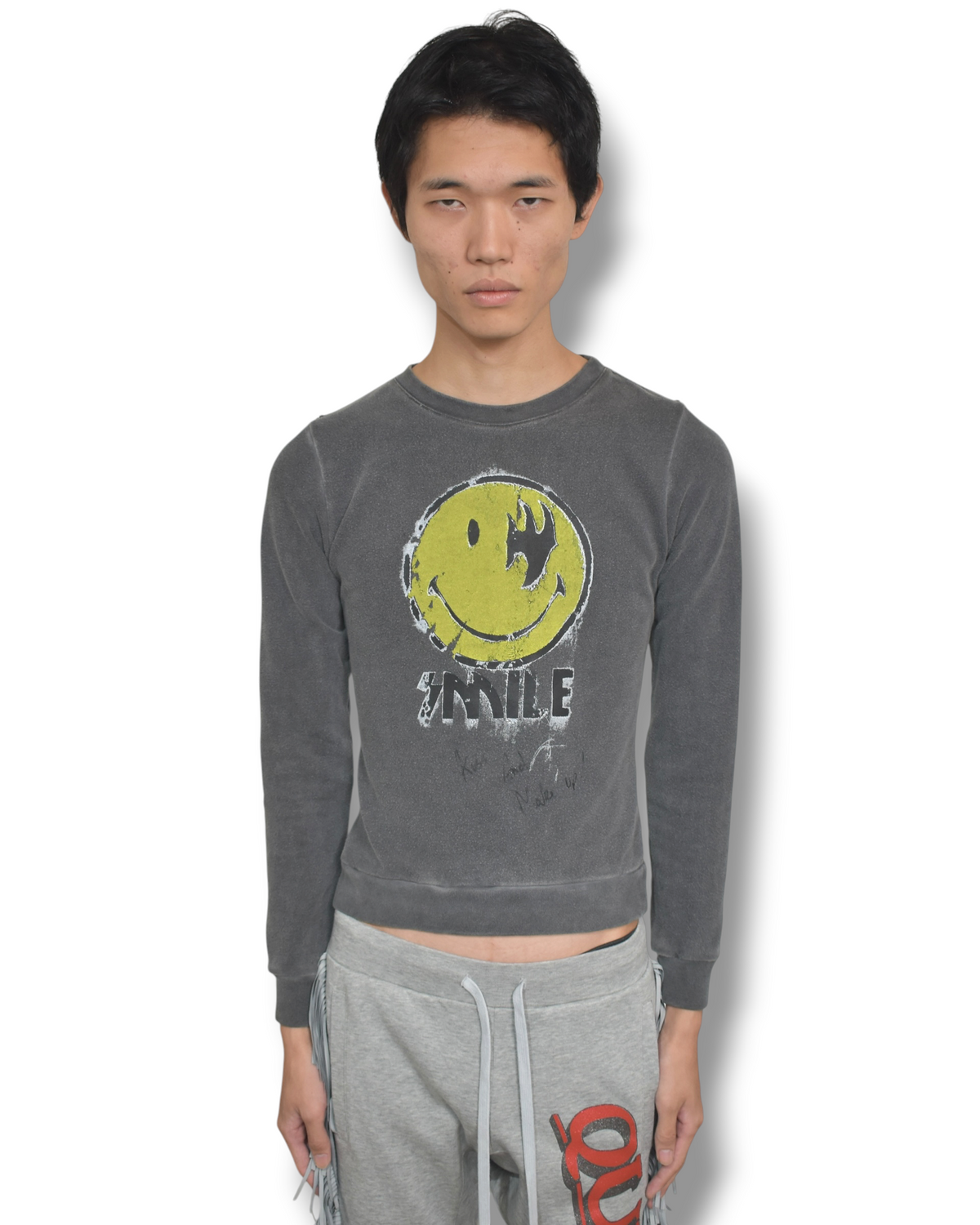 RELIGION back-twisted smile sweat top