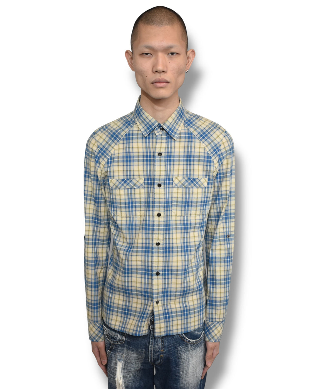 ROAR studs cross gun check shirt