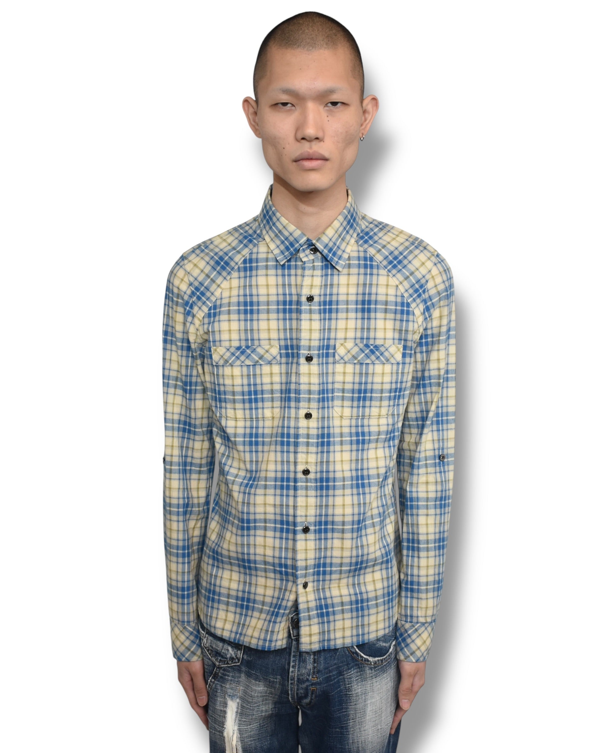 ROAR studs cross gun check shirt