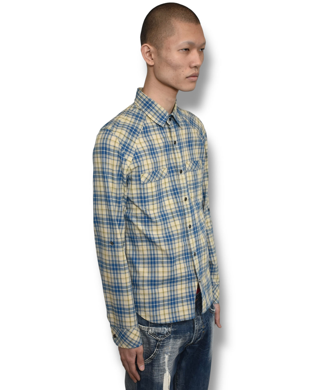 ROAR studs cross gun check shirt