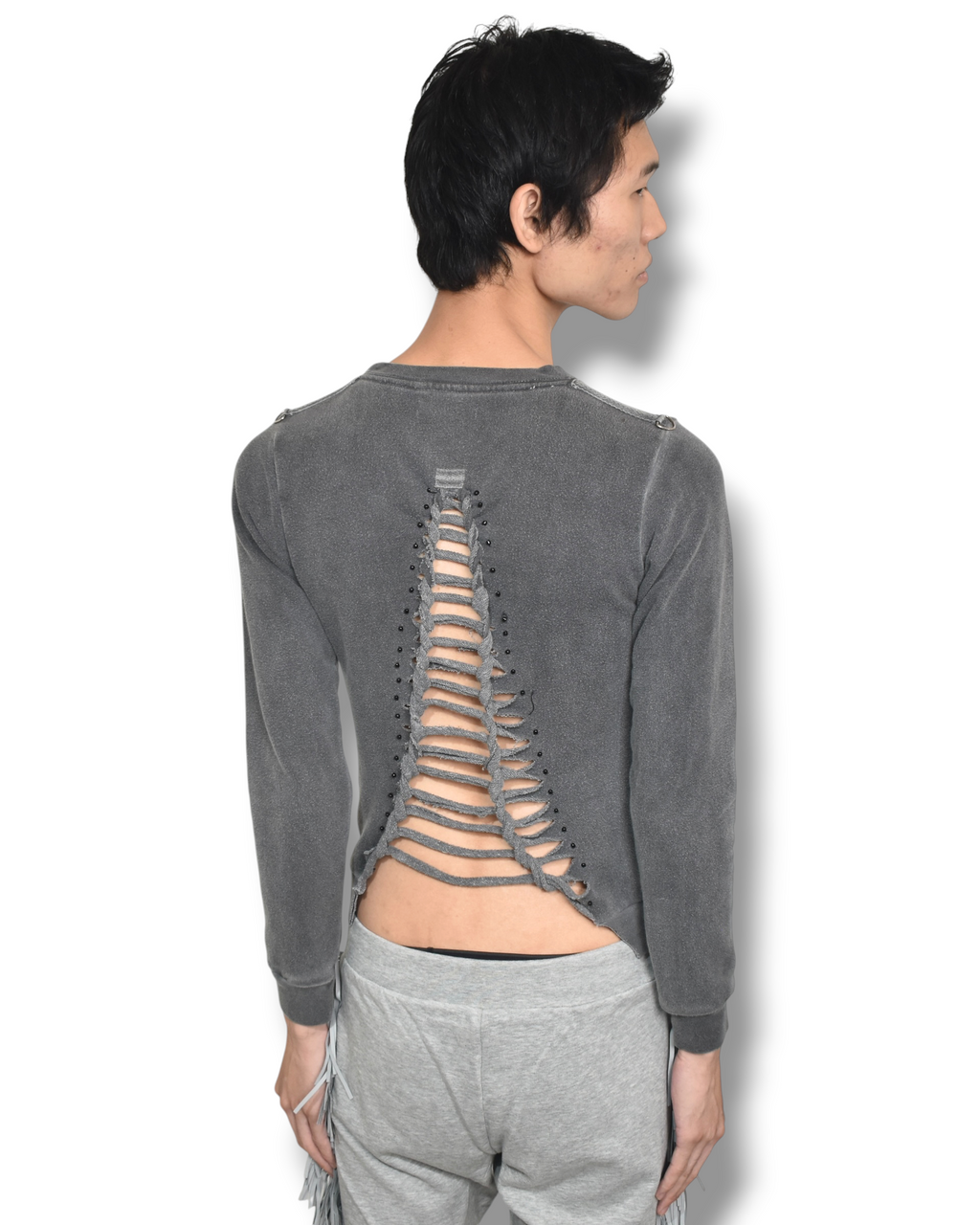 RELIGION back-twisted smile sweat top
