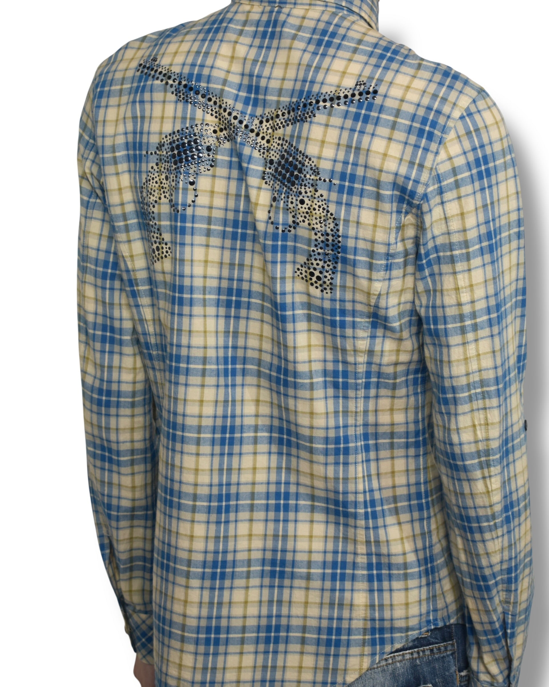 ROAR studs cross gun check shirt