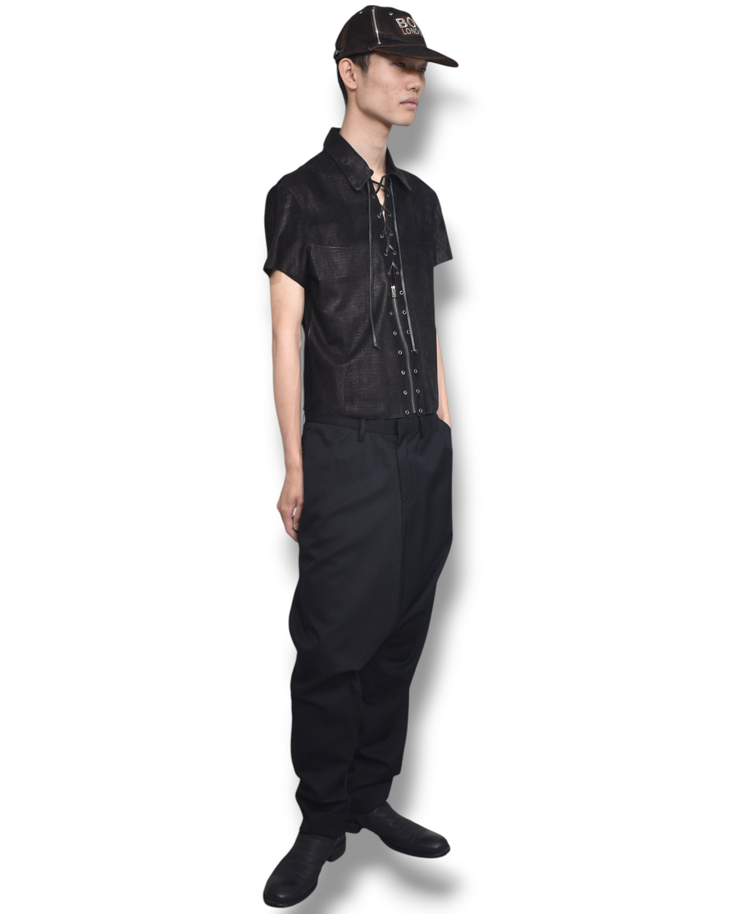 YOSHIYUKI KONISHI lace-up short sleeve shirt