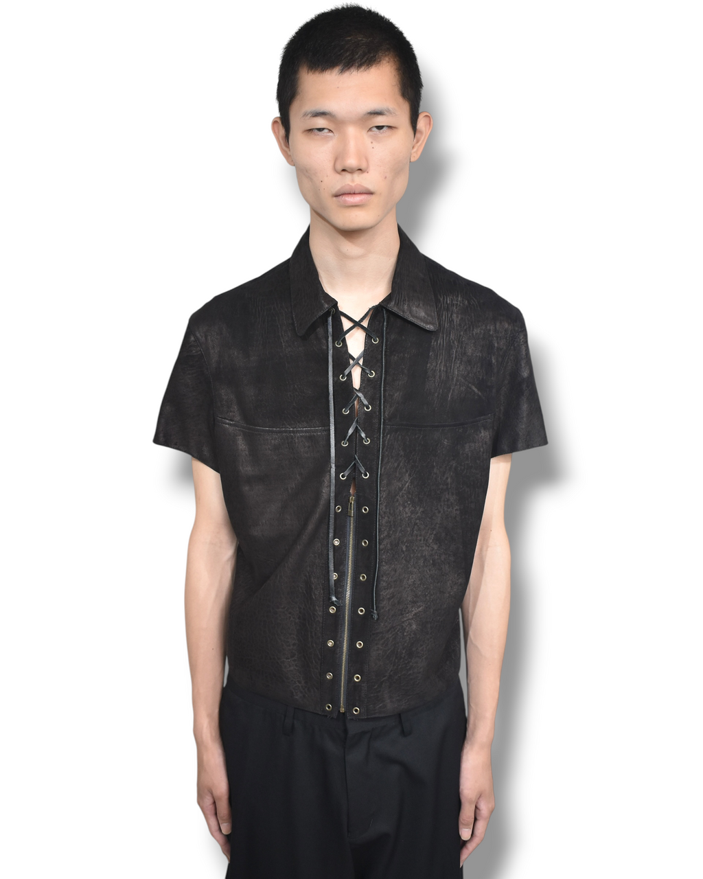 YOSHIYUKI KONISHI lace-up short sleeve shirt