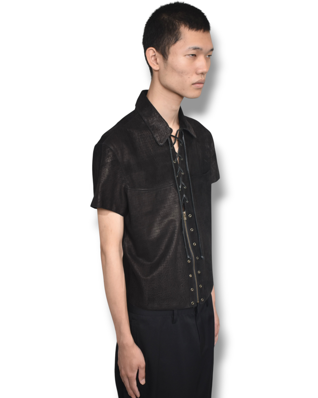 YOSHIYUKI KONISHI lace-up short sleeve shirt
