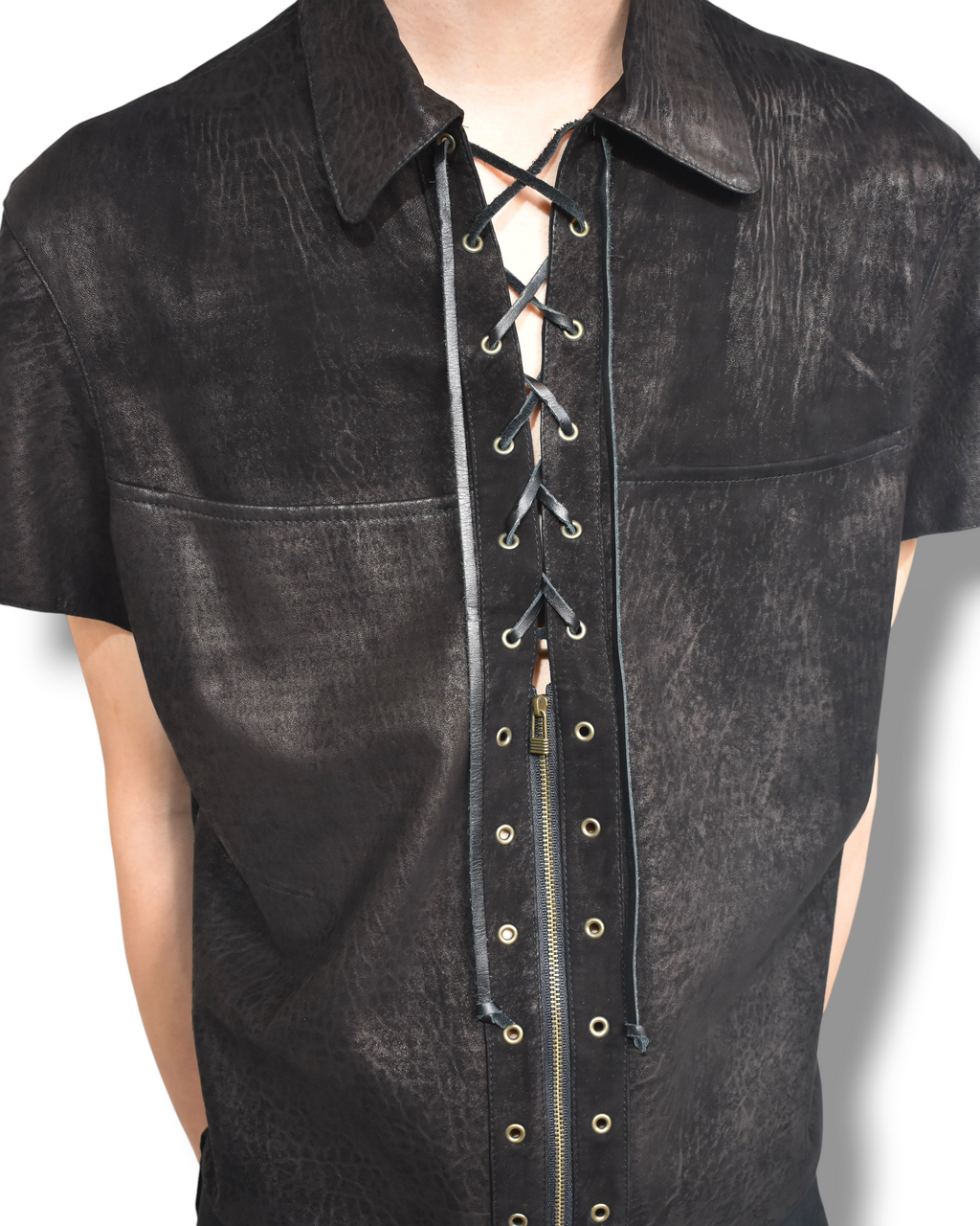 YOSHIYUKI KONISHI lace-up short sleeve shirt