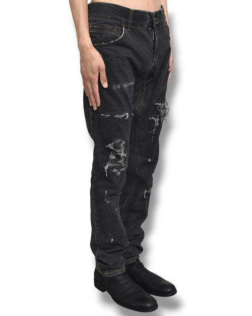 DOLCE&GABBANA damaged denim pants