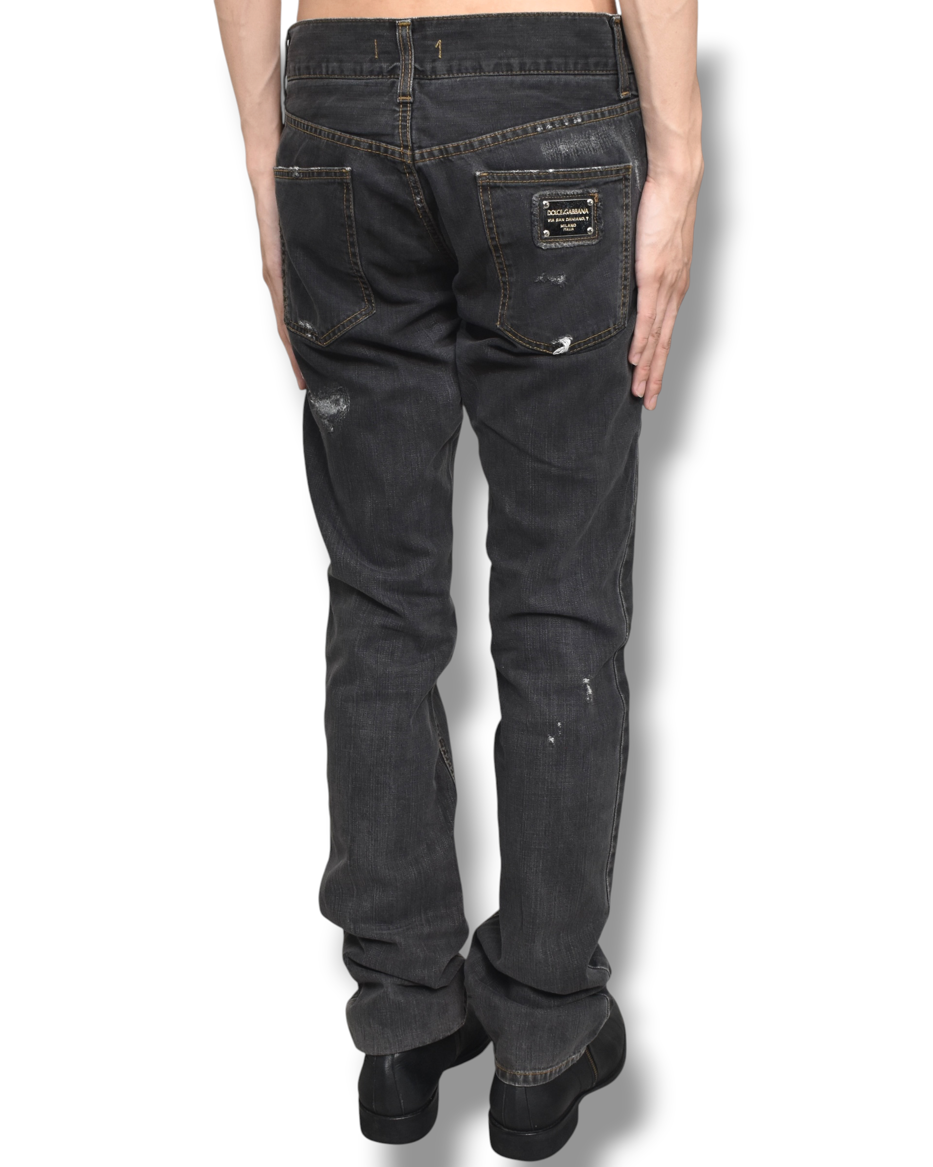 DOLCE&GABBANA damaged denim pants