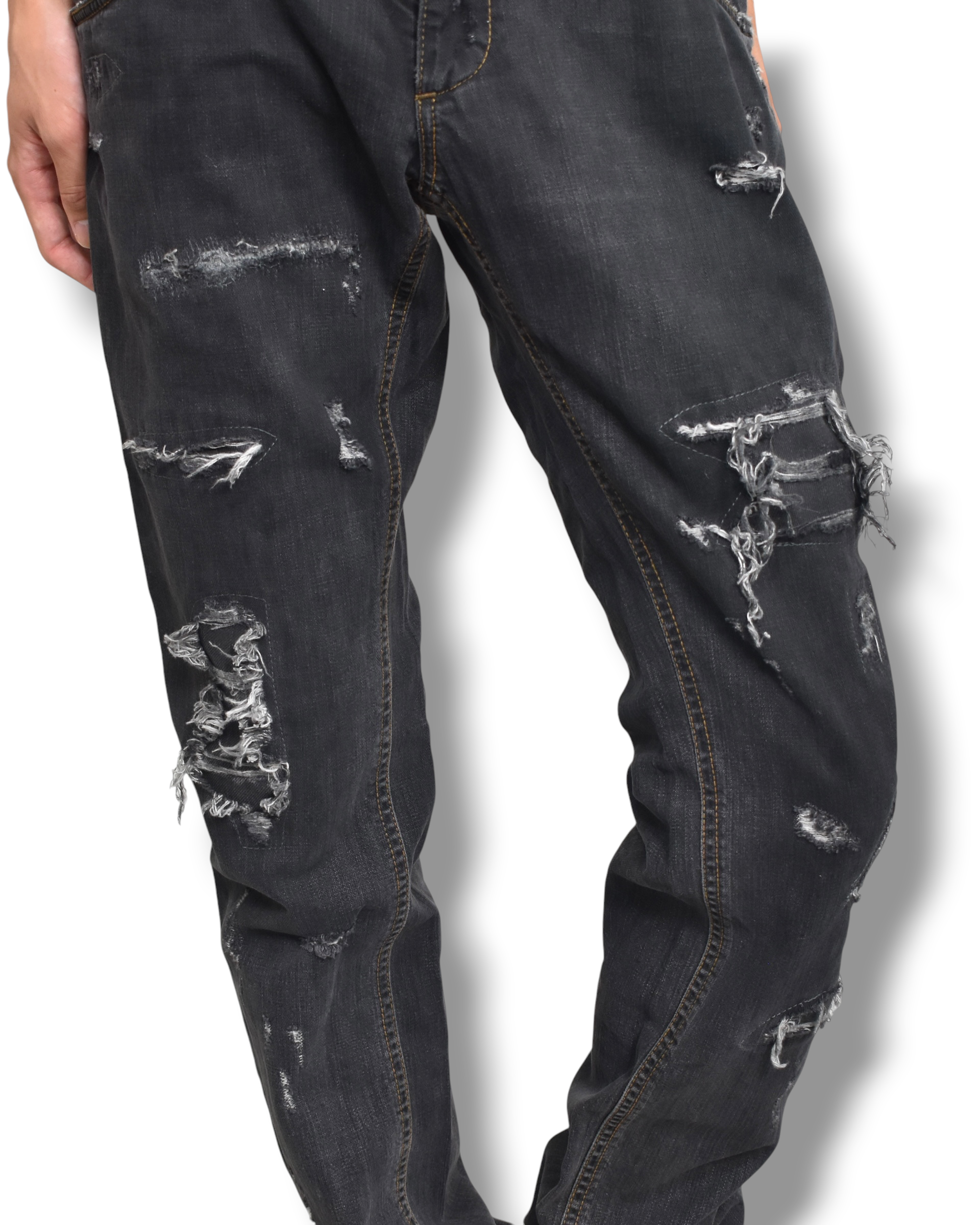 DOLCE&GABBANA damaged denim pants