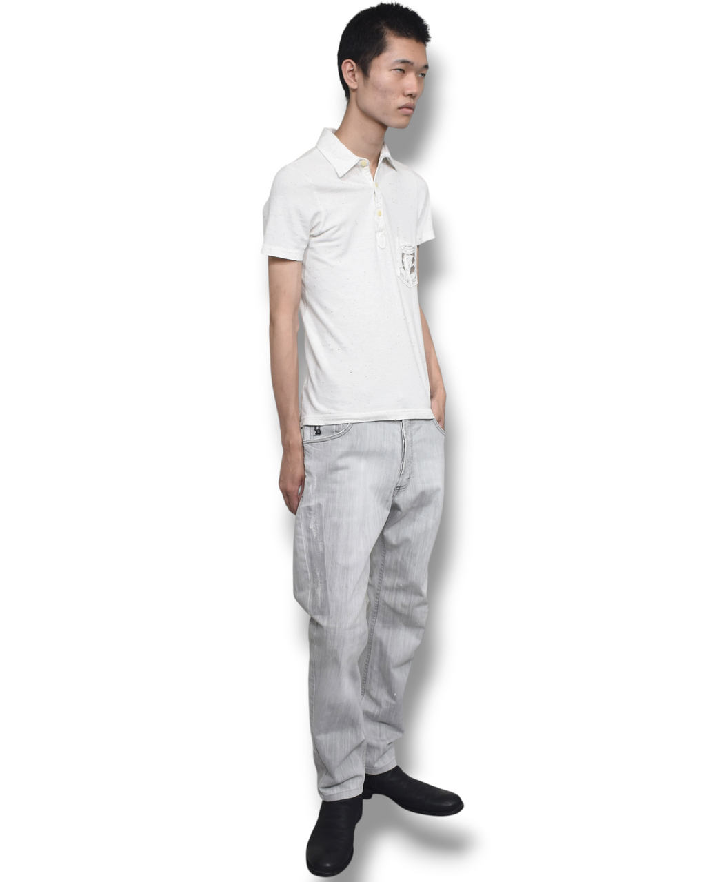 RA-RE back-graphic polo shirt