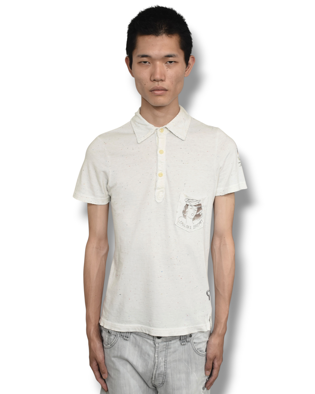 RA-RE back-graphic polo shirt
