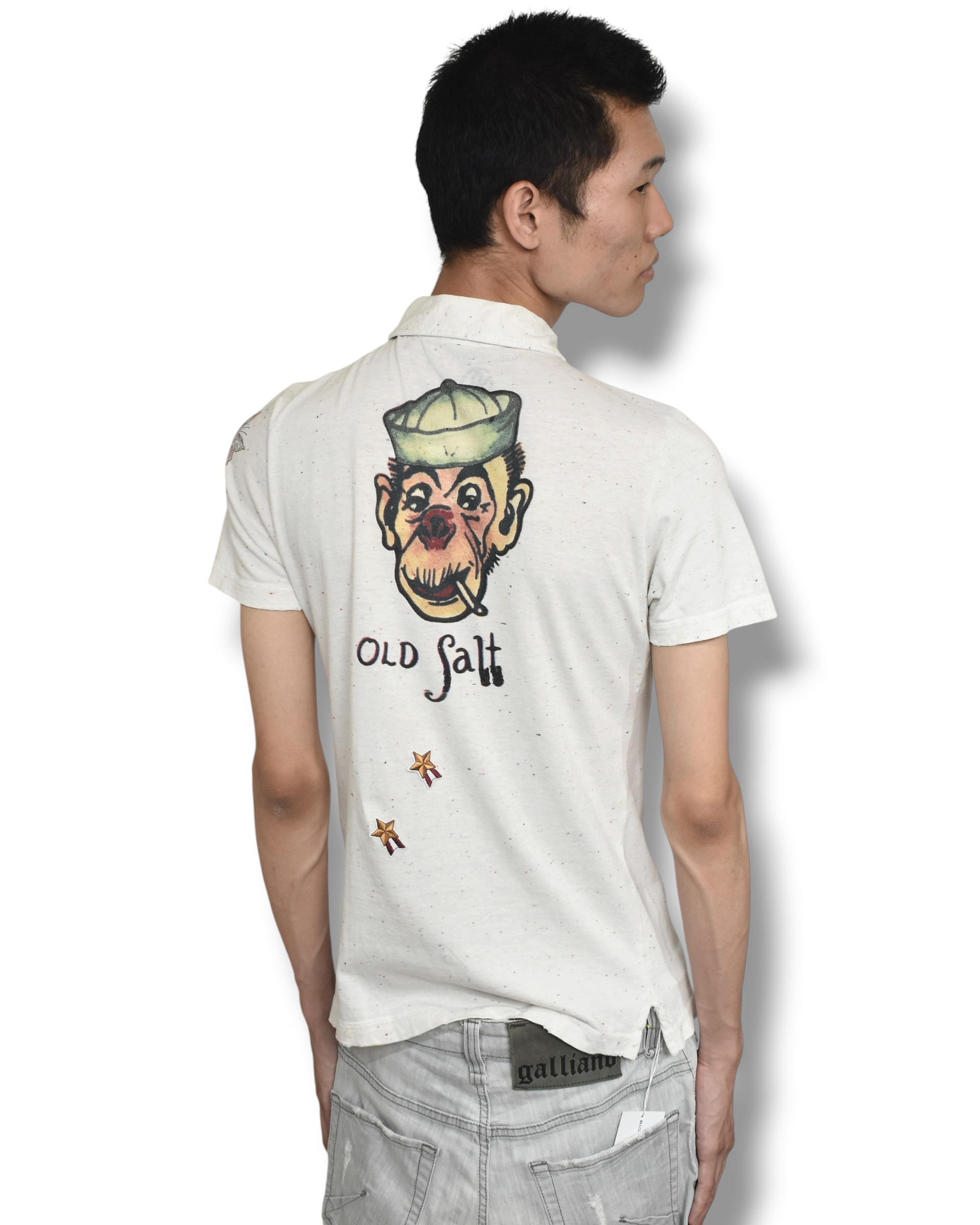 RA-RE back-graphic polo shirt
