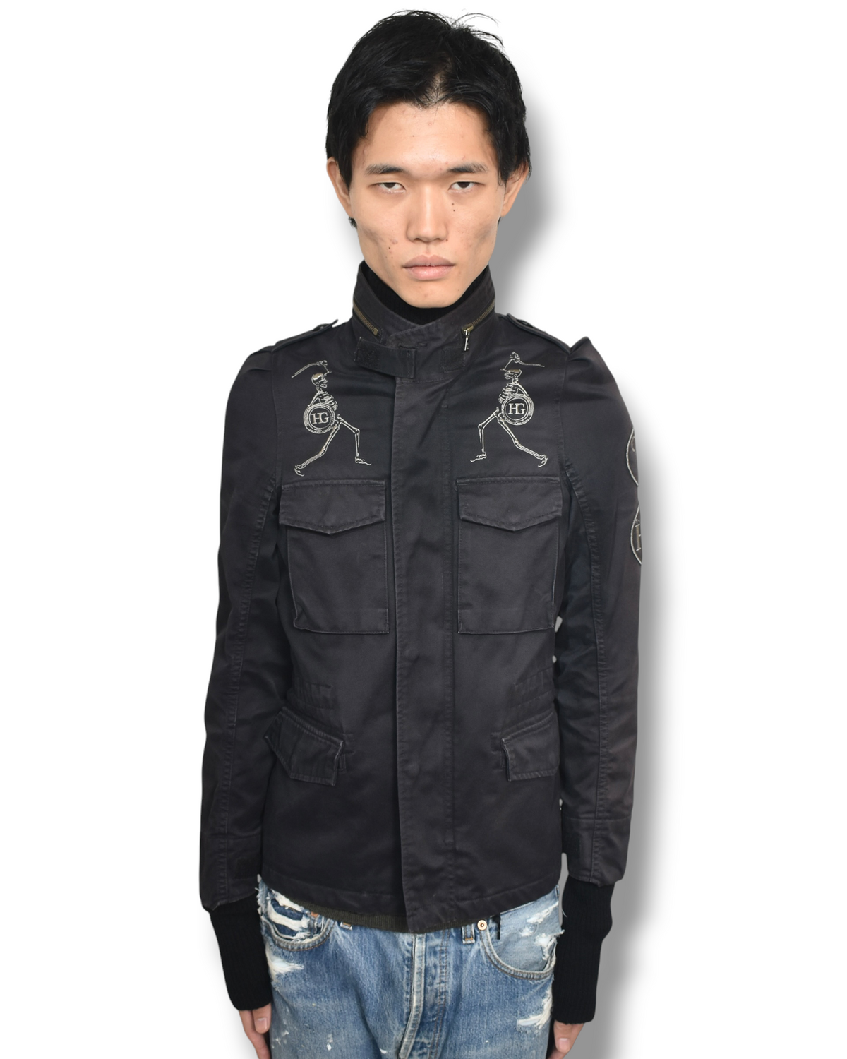 HYSTERIC GLAMOUR skull embroidery military blouson
