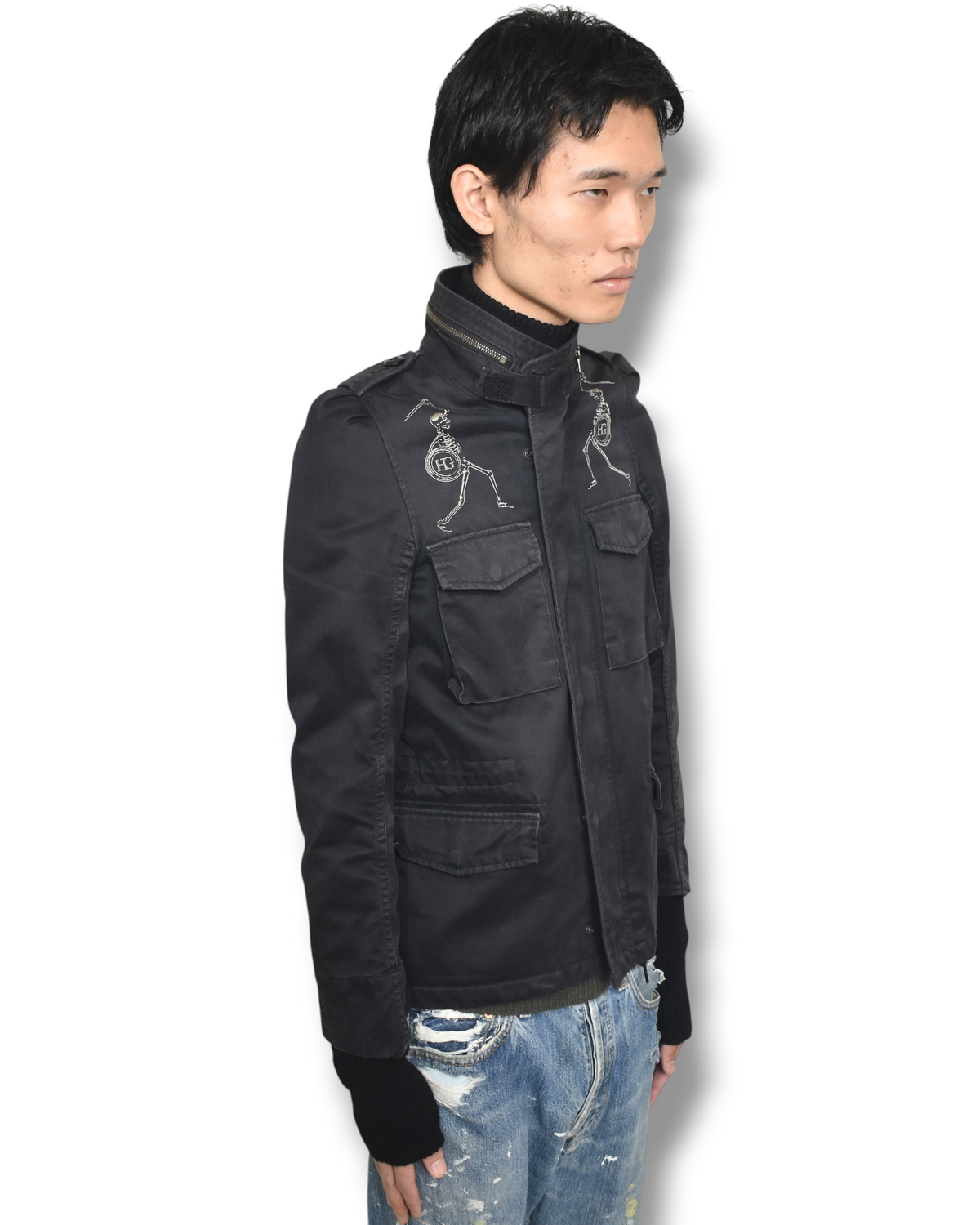 HYSTERIC GLAMOUR skull embroidery military blouson