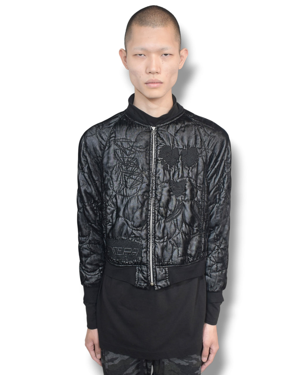 ZUCCA embroidered zip up blouson