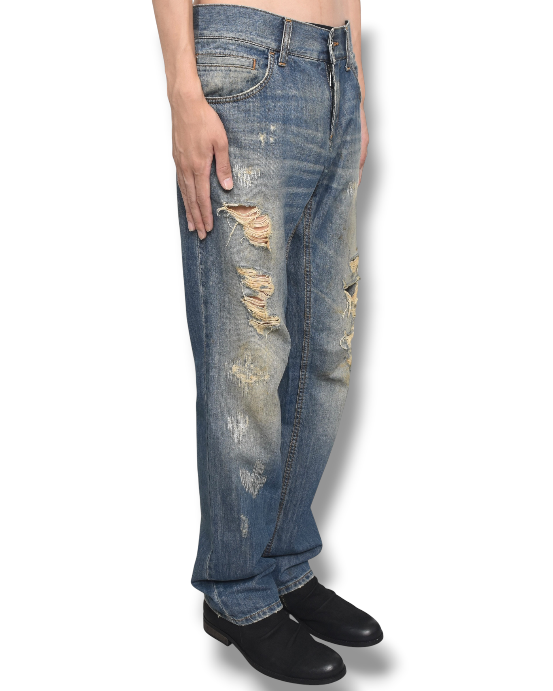 DOLCE&GABBANA damaged denim pants