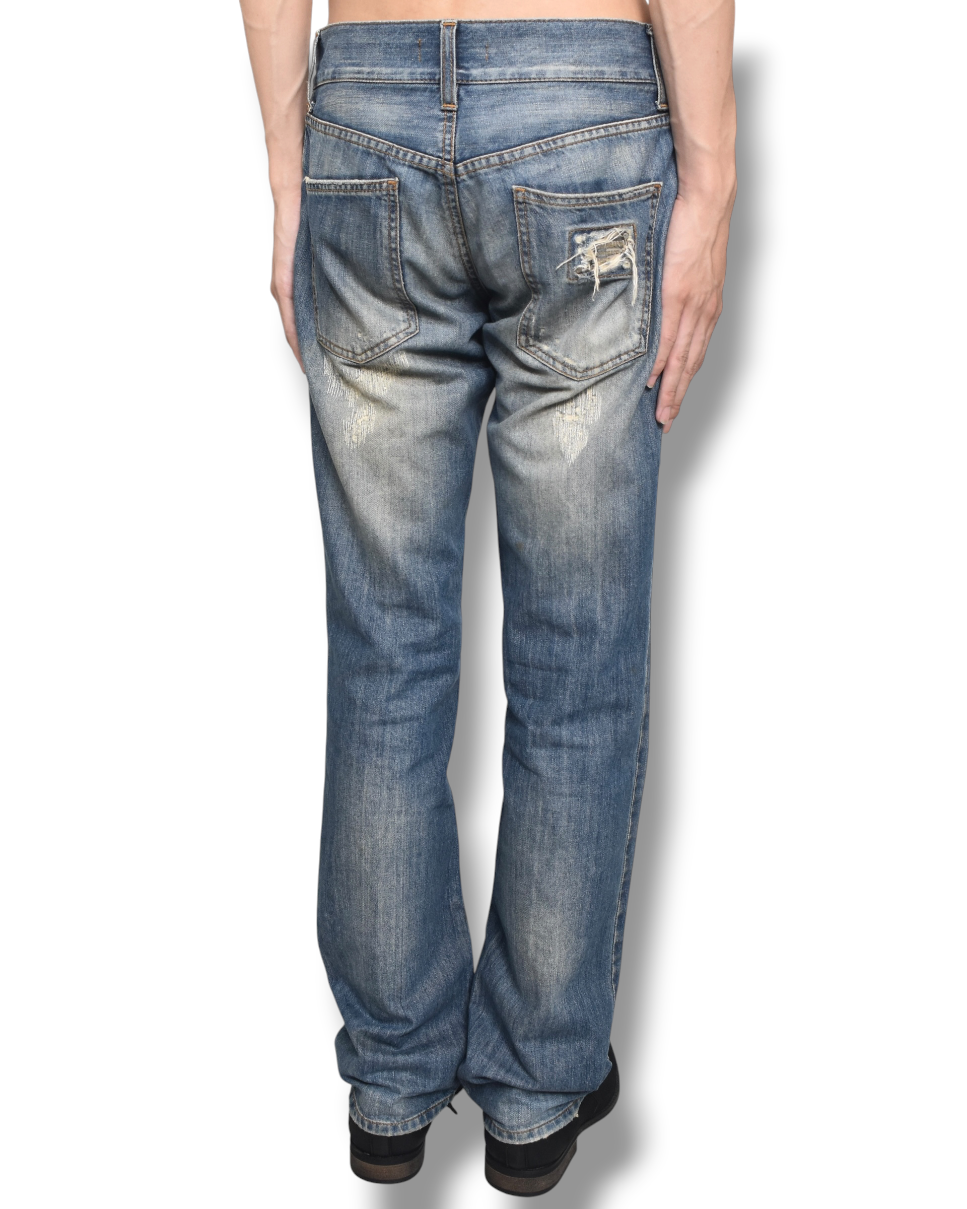 DOLCE&GABBANA damaged denim pants