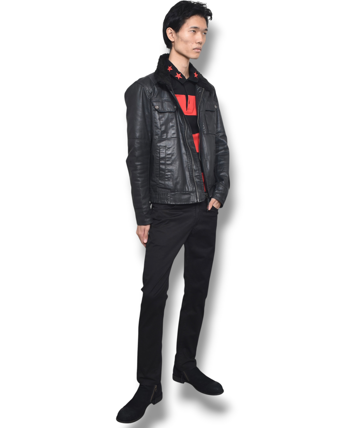 DIESEL boa-collar zip up  jacket