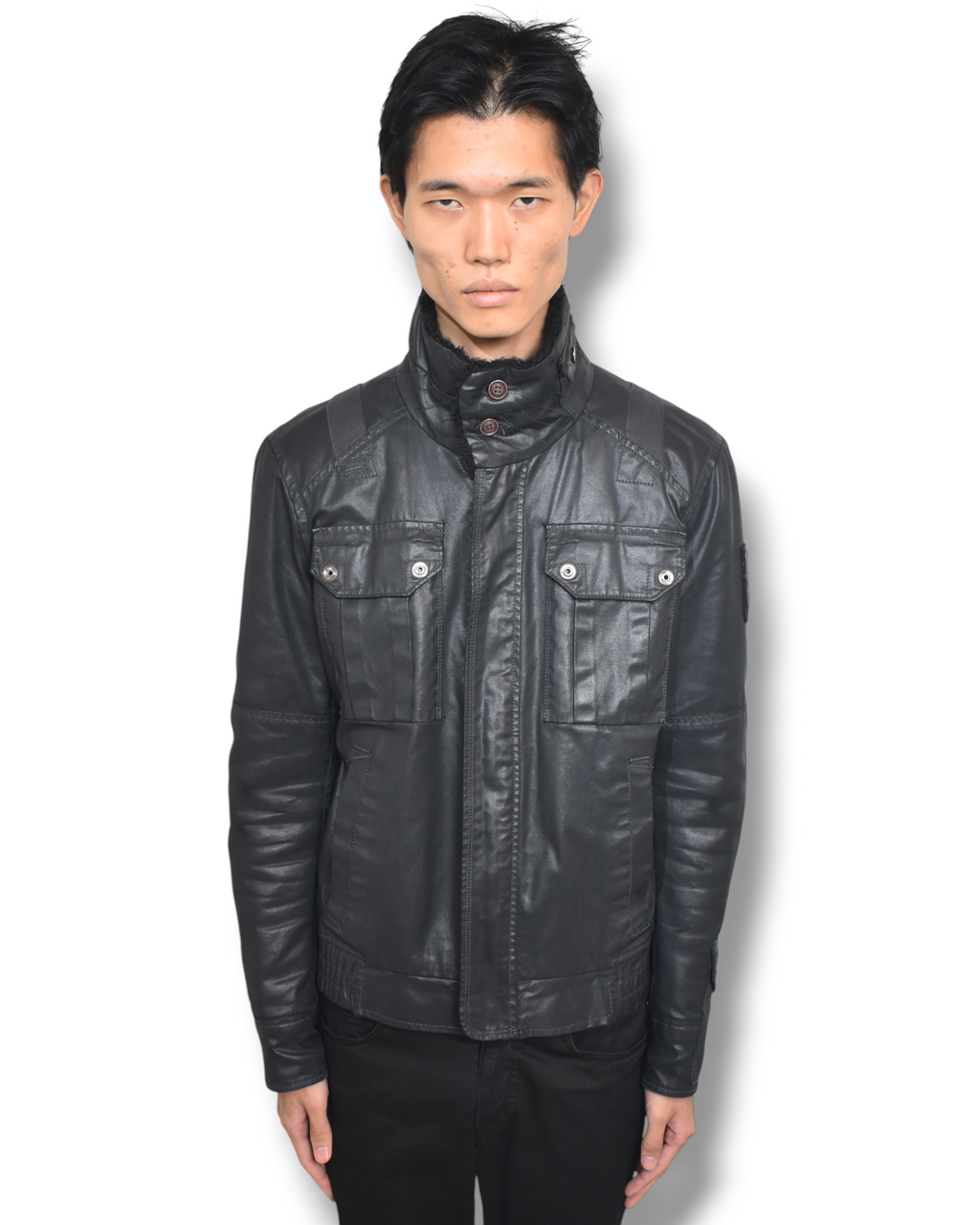 DIESEL boa-collar zip up  jacket