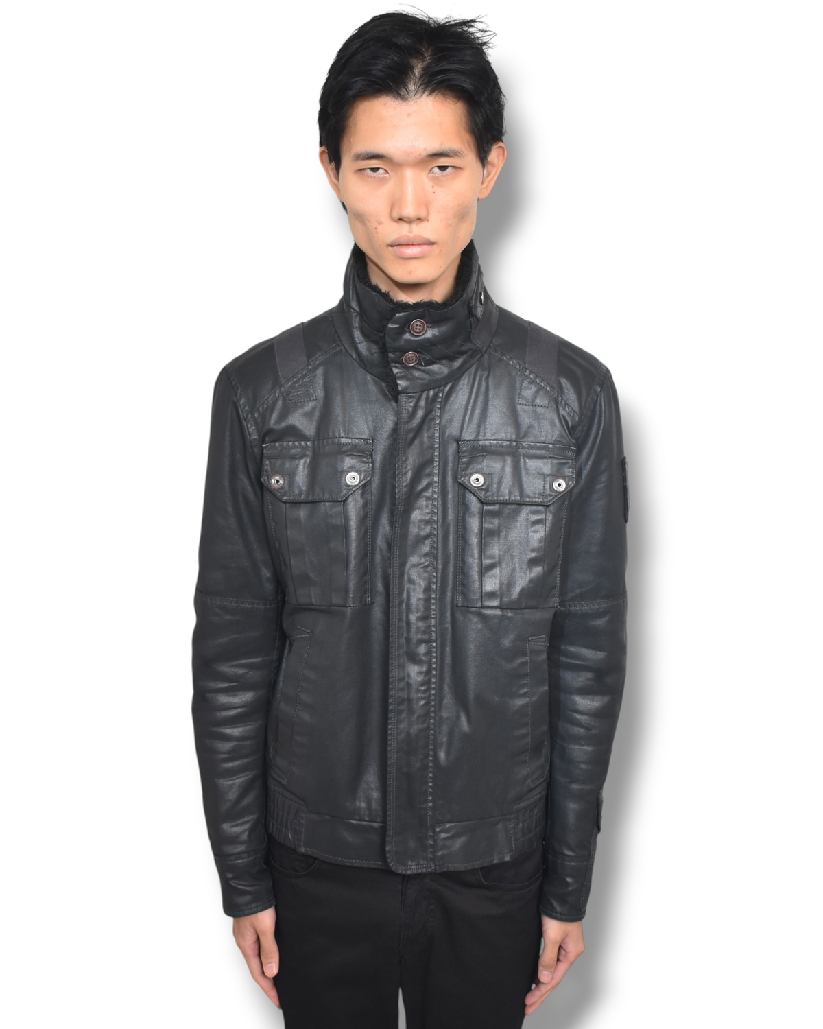 DIESEL boa-collar zip up  jacket