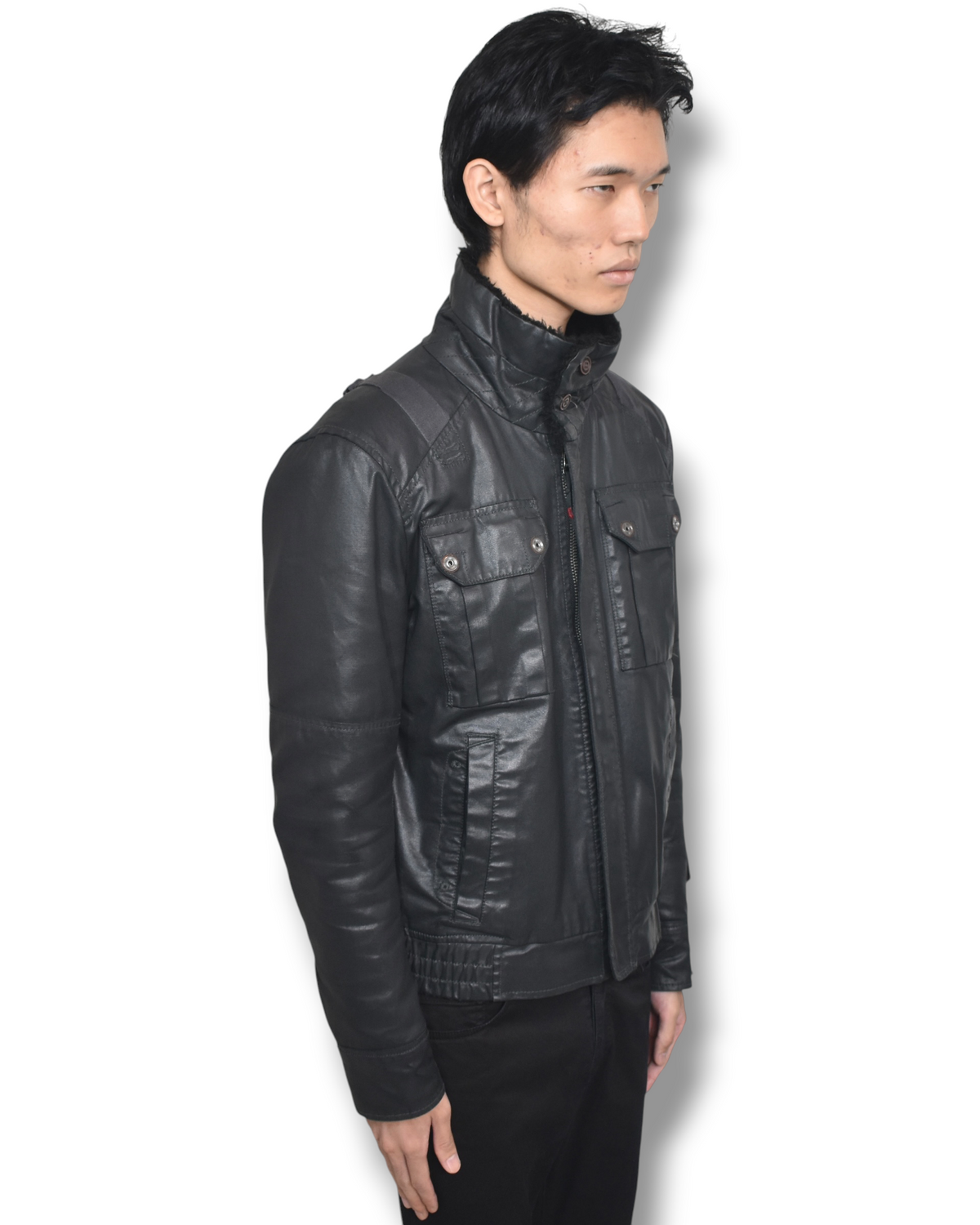 DIESEL boa-collar zip up  jacket