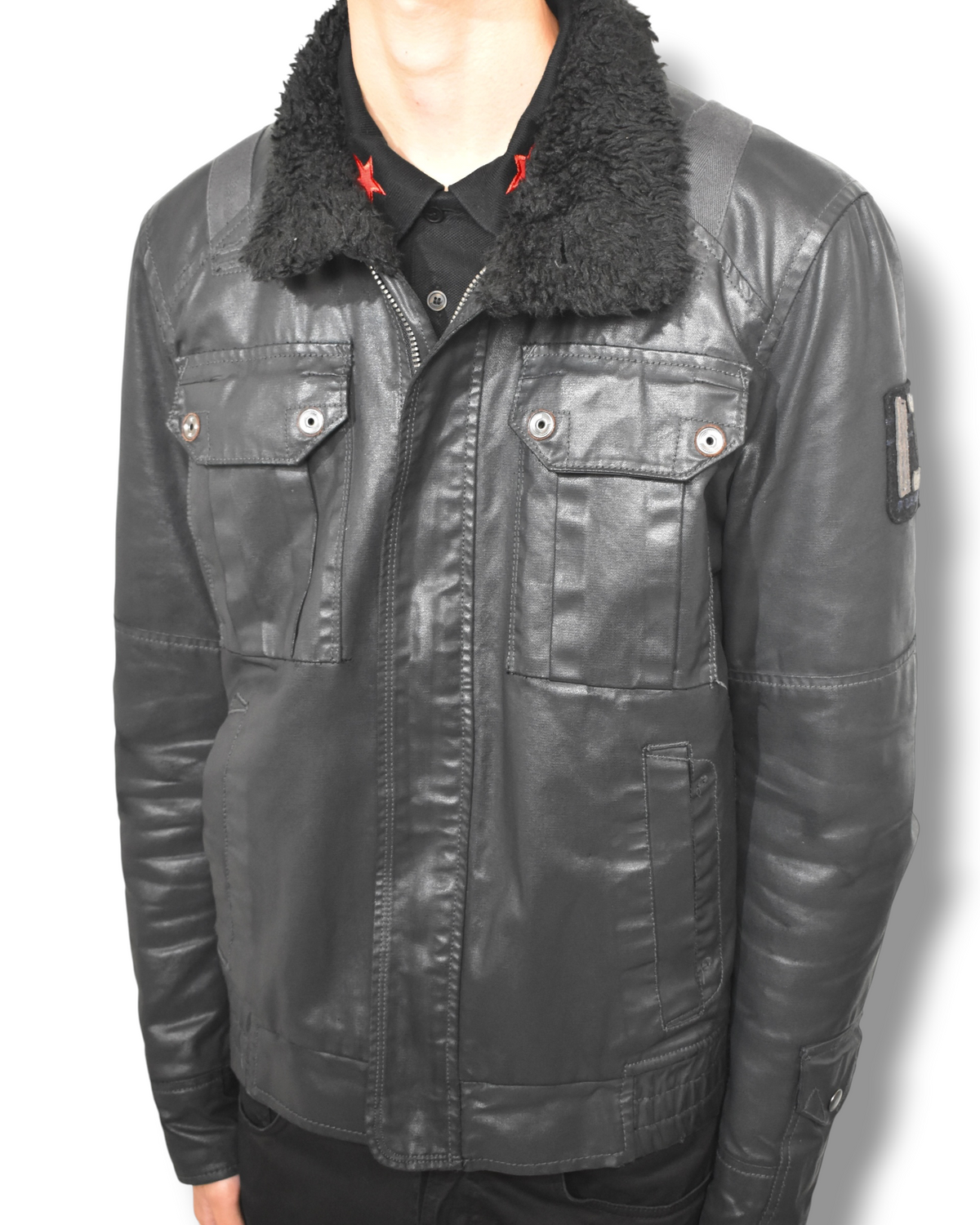 DIESEL boa-collar zip up  jacket