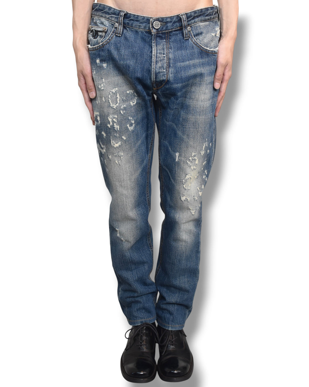 14aw JUST CAVALLI faded denim pants