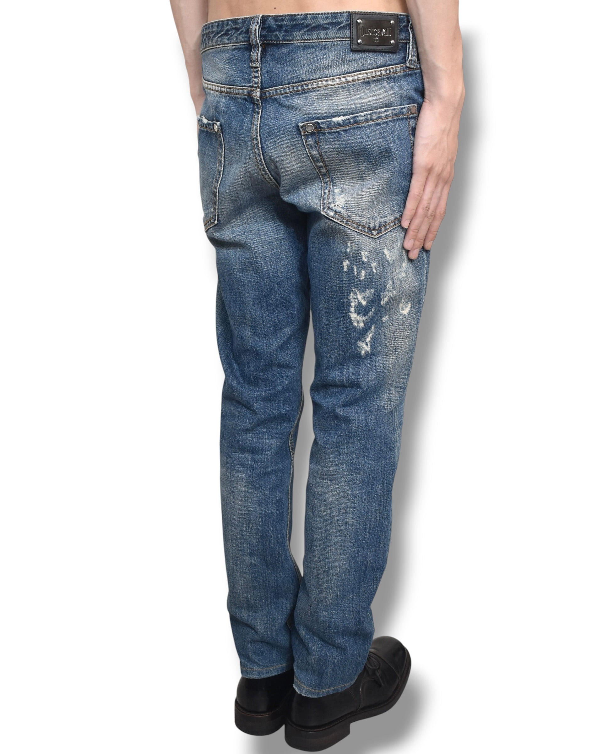 14aw JUST CAVALLI faded denim pants
