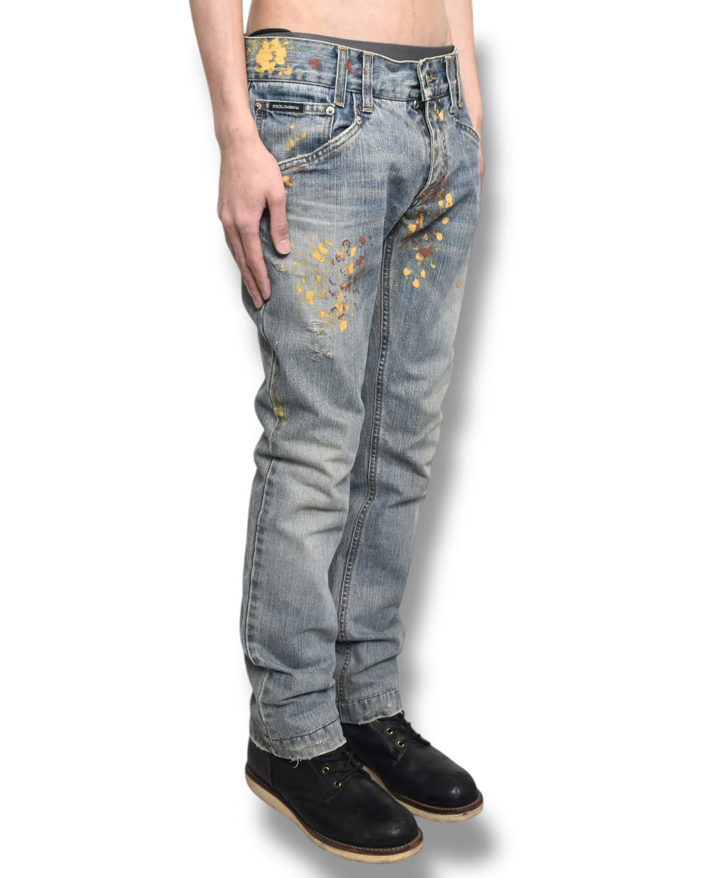 DOLCE&GABBANA painted denim pants