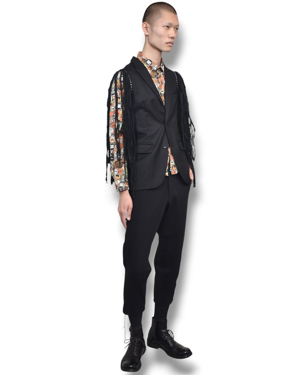 PHENOMENON fringe sleeve tailored jacket