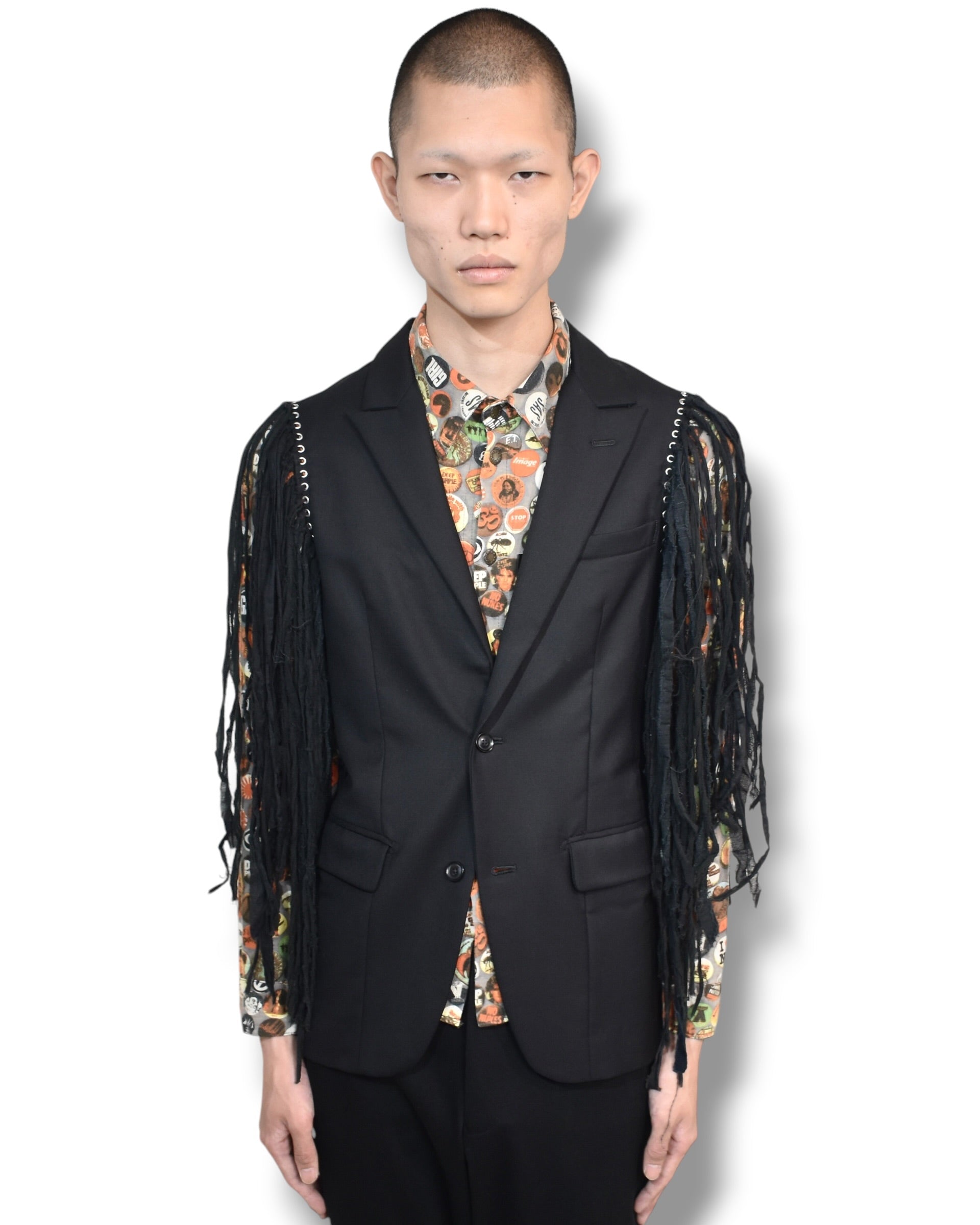 PHENOMENON fringe sleeve tailored jacket