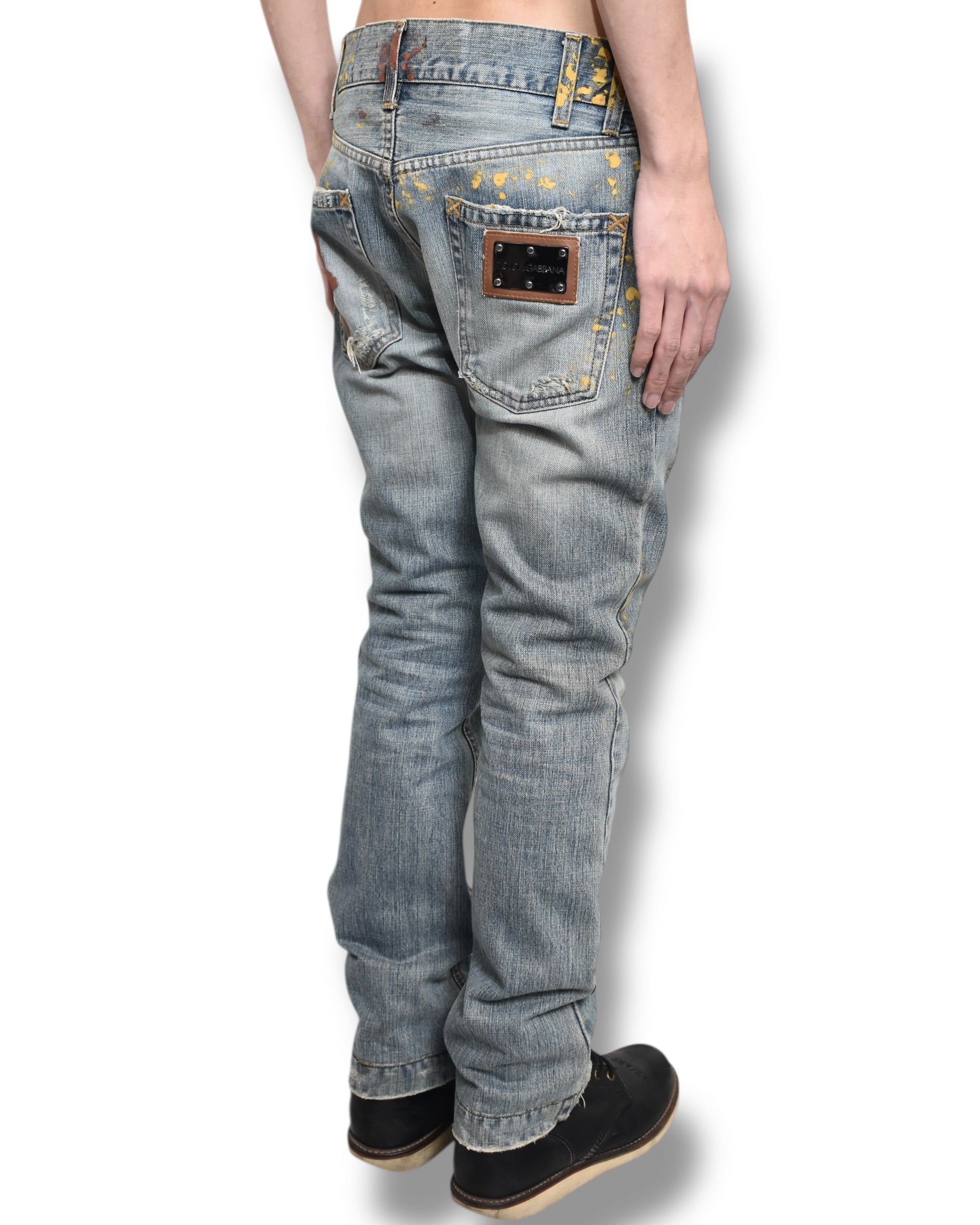 DOLCE&GABBANA painted denim pants