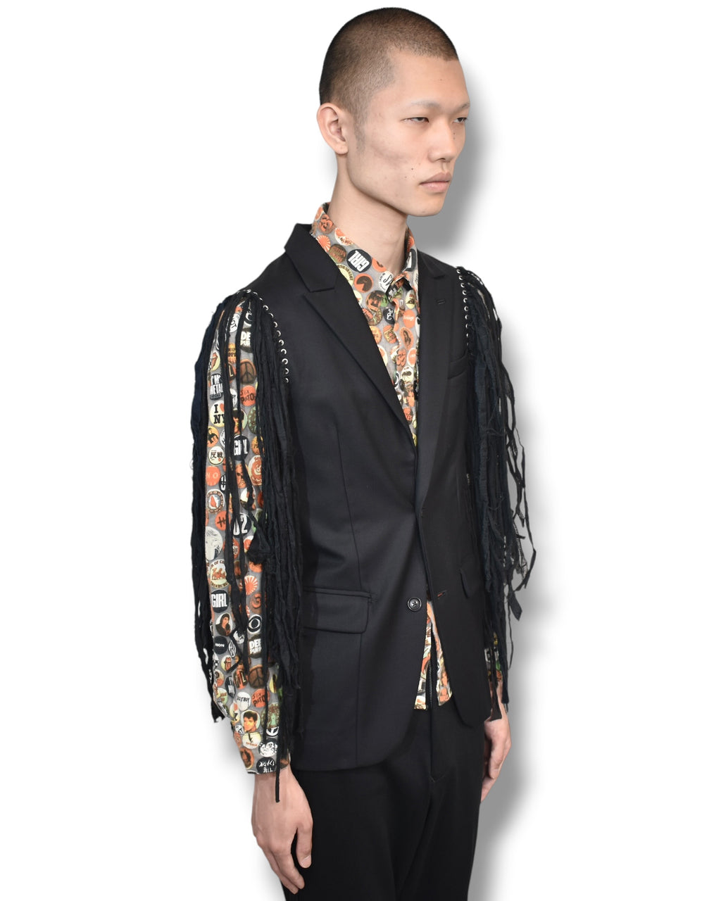 PHENOMENON fringe sleeve tailored jacket