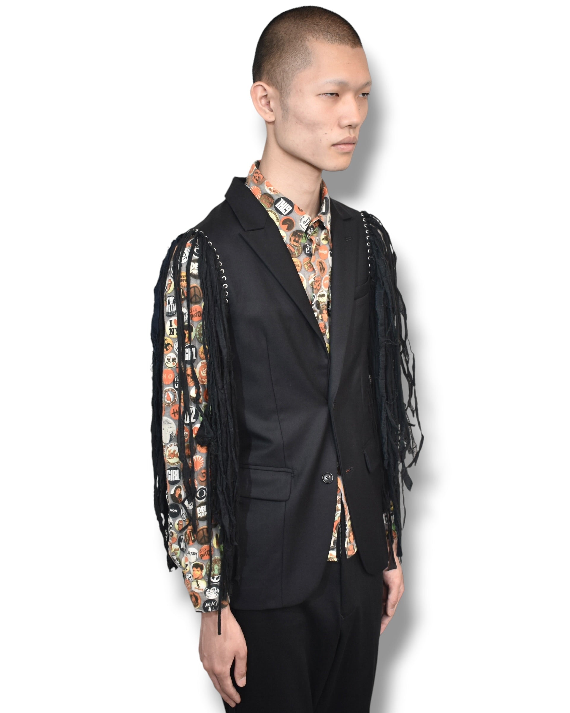PHENOMENON fringe sleeve tailored jacket